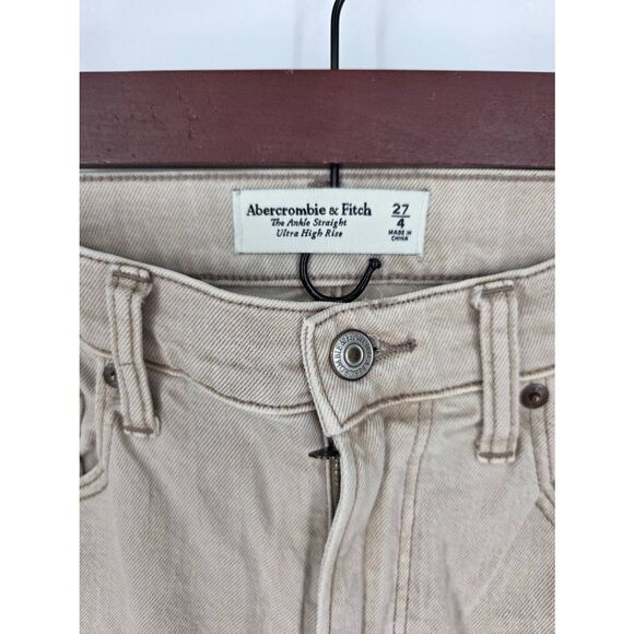 Abercrombie & Fitch Women's light brown ankle straight ultra high rise jeans Siz - Picture 3 of 5